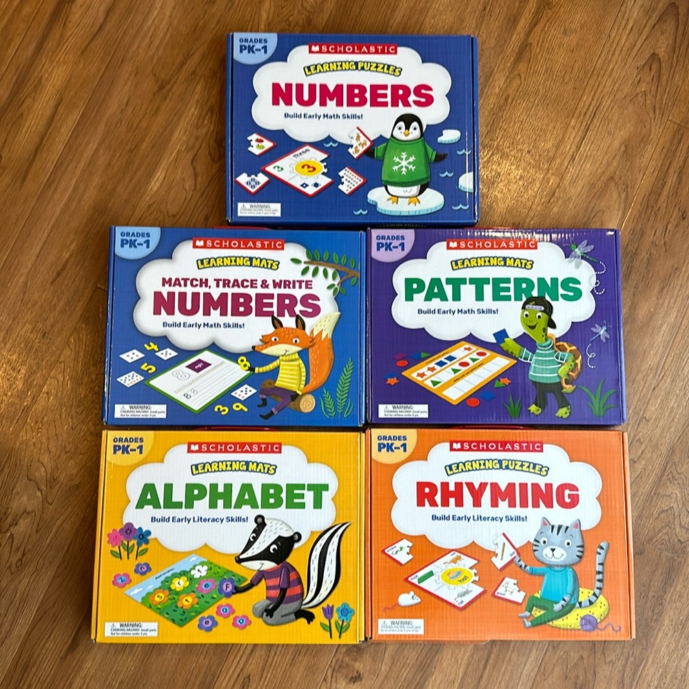 Set of 5 Scholastic Learning Mats and Puzzles